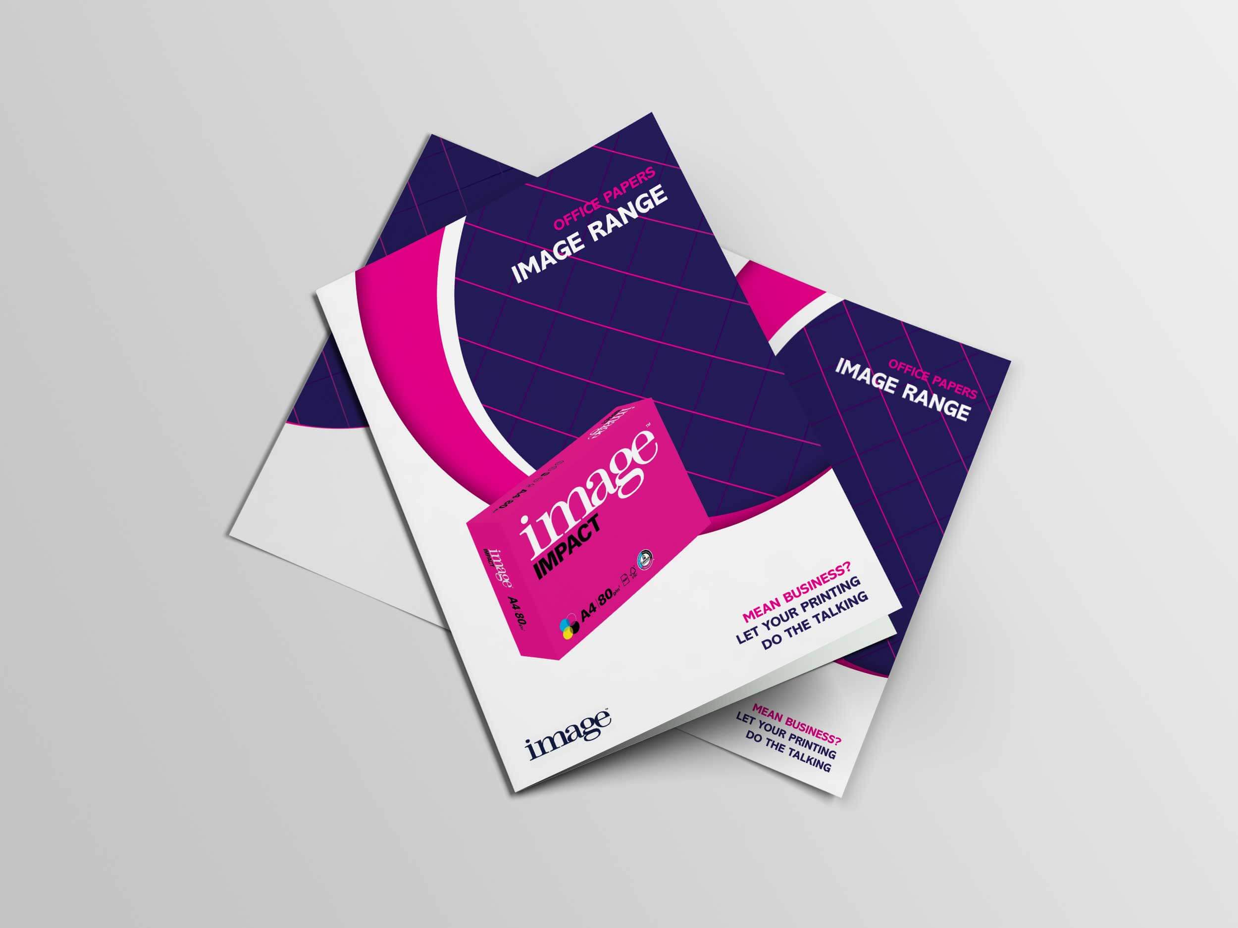 Stacked brochures for image range office papers - Your Hyphen