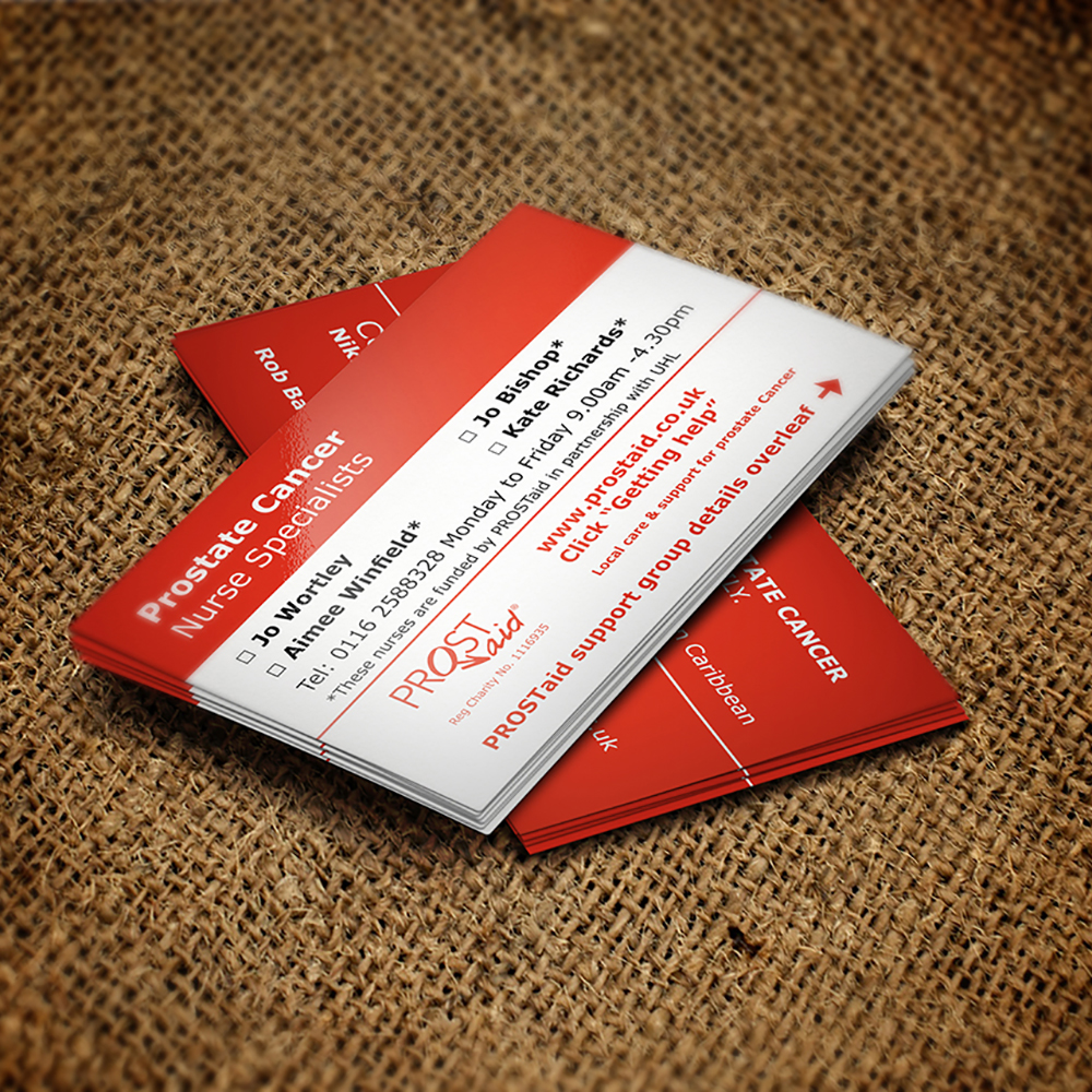 PROSTaid business cards designed and printed by Hyphen