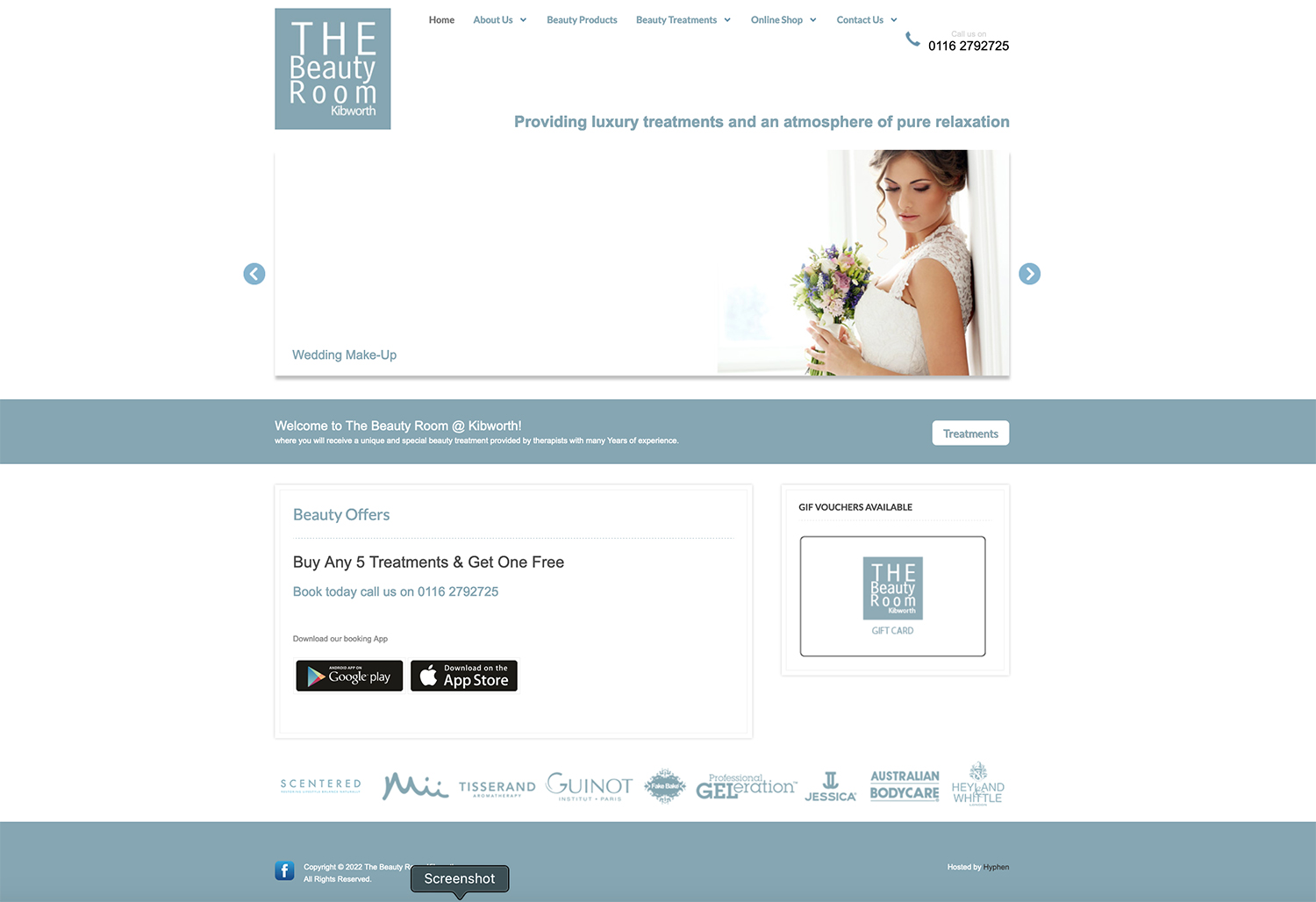 The Beauty Room New website, designed, built and hosted by Hyphen